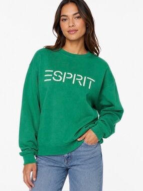 Esprit Costco Crewneck Sweatshirt Green Retro Logo NWT